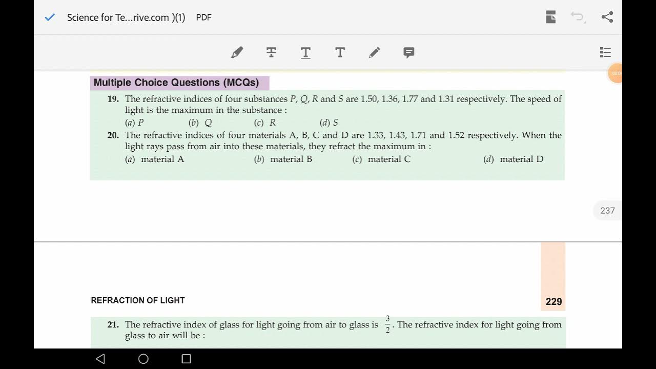 REFRACTIVE INDEX.... HOW TO SOLVE MCQ ON THE TOPIC OF REFRACTIVE INDEX