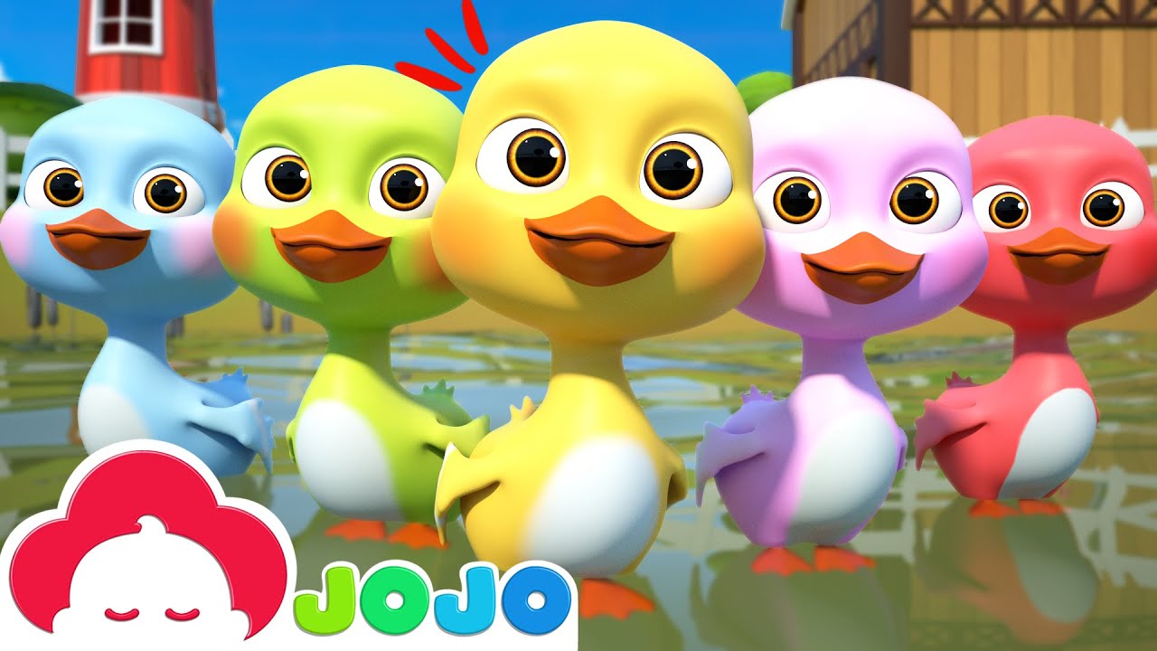 5 Little Ducks Nursery Rhyme | Colorful Ducks | Baby JoJo Nursery Rhymes & Kids Songs