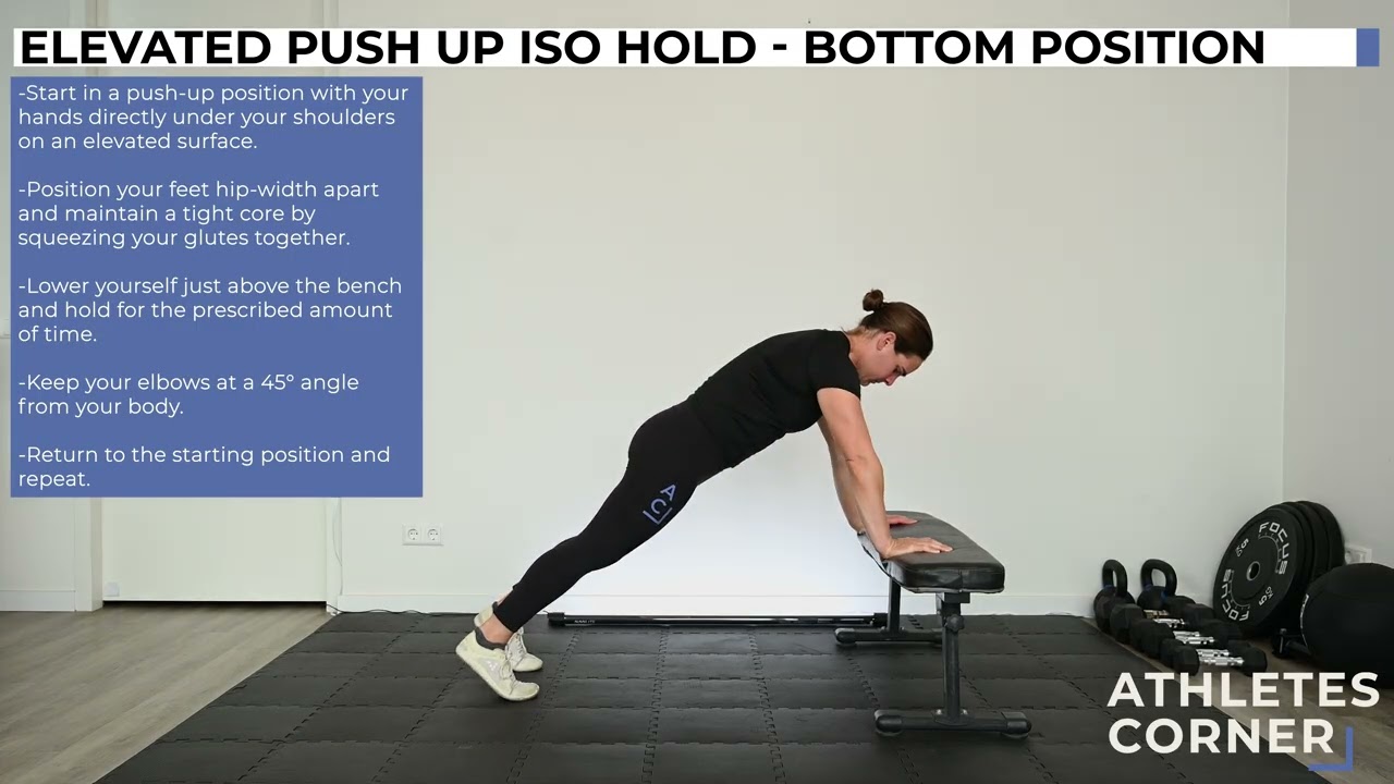 Elevated Push Up Iso Hold   Bottom Position
