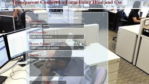 Transparent Contact Us Form Using Html Css | Contact Us Form With Transparent Background