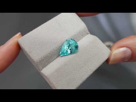 Neon blue Paraiba tourmaline in pear cut 3.89 ct from Mozambique Video  № 3