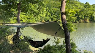 Solo Camping in a Hammock Shelter. Thorny Food.