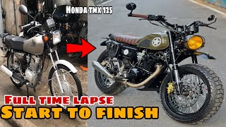 Honda Tmx 125 alpha SCRAMBLER BUILD  full time lapse start to finish (cafe racer tracket brat style)