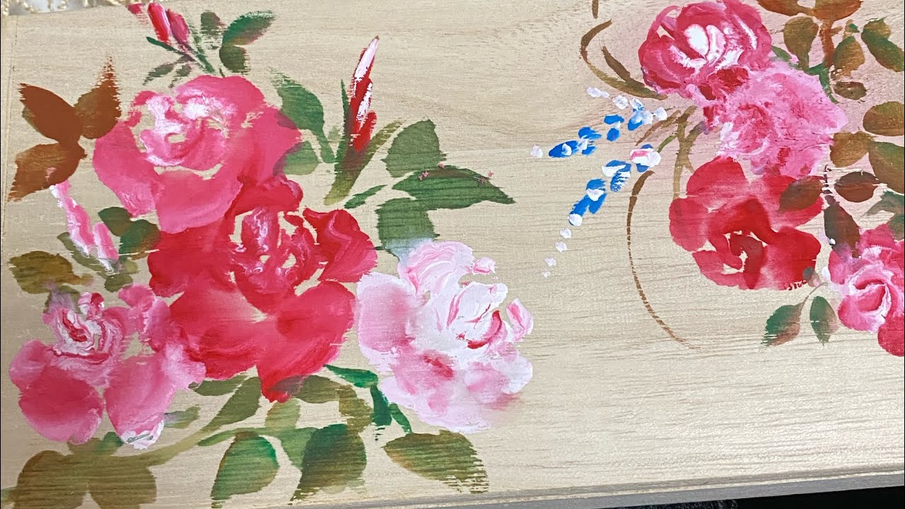 木箱にバラを描く】ペン書き簡単バラ絵 ほのぼの一筆画78 - YouTube