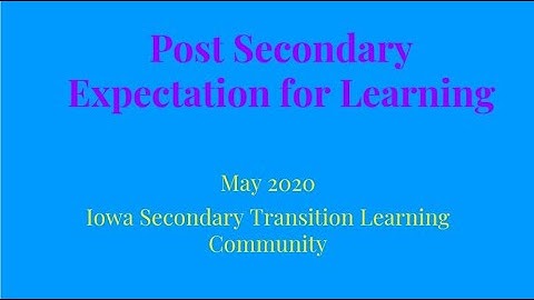 Post Secondary Expectation for Learning,  May 2020