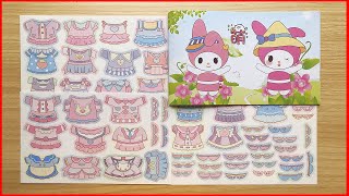 STICKER HÌNH DÁN THAY ĐỒ CHO THỎ MELODY VS KUROMI, Sticker doll dress me up (Chim Xinh channel)