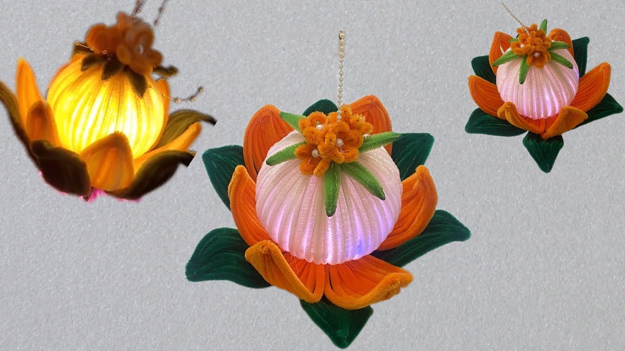 Hướng dẫn làm đèn lồng hoa sen bằng kẽm nhung - Đèn lồng Trung Thu handmade