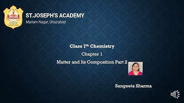 Class 7, Chemistry, Chapter 1, Matter and Its Compositions, Part 2 by Sangeeta Sharma