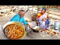 MUTTON CURRY cooking by our santali tribe grandma for eating at lunch || mutton recipe