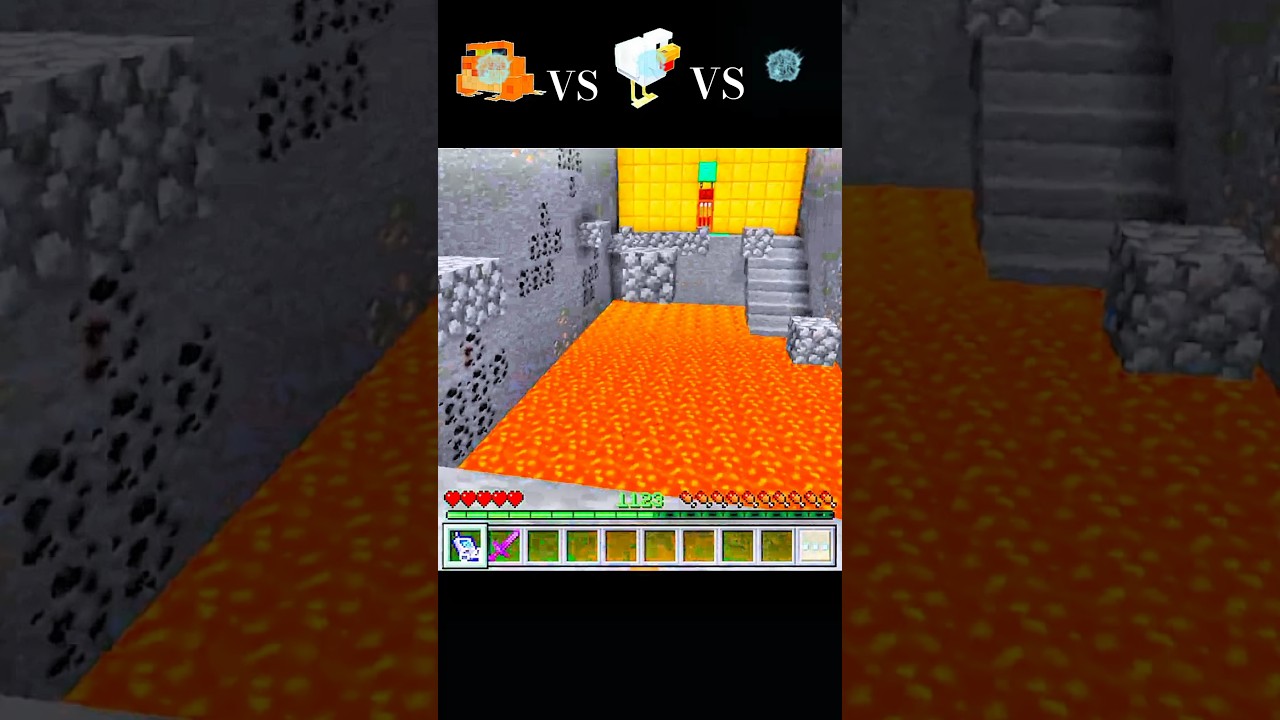 Minecraft Mob Parkour challenge (Frog vs Chiken vs Strider) let's see who is win 