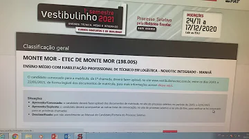 Como ver a lista de classificação da ETEC?
