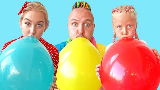 Alice and Dad Pretend Play Colors Water Balloons Challenge | Funny stories for kids