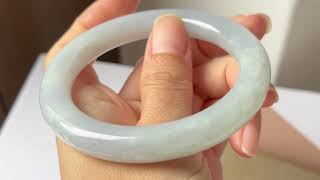 56.5mm A-Grade Natural Lavender Green Jadeite Traditional Round Bangle No.151987