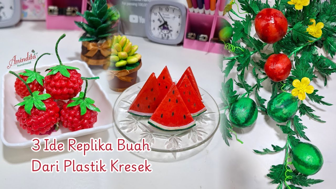 3 ide kreatif membuat replika buah dari plastik kresek//Diy//Kerajinan dari plastik kresek/