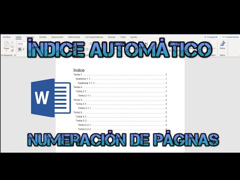 Cómo hacer un índice automático en word y poner numeración