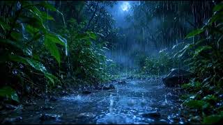 Rain Sounds in Tropical Forest at Night 🌧️ | Deep Sleep, Relaxation, Study & ASMR Rain Ambience