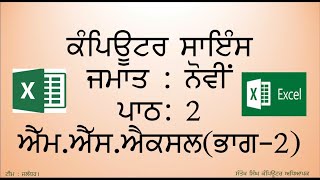 Class 9th Lesson Ms Excel Part 2 Split Freeze Hide
