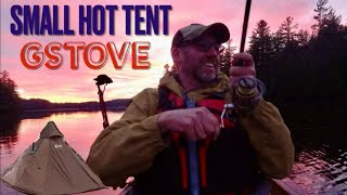 Late Fall Canoe Camping Trip With A Small Hot Tent Fishing For Pike & Bass.