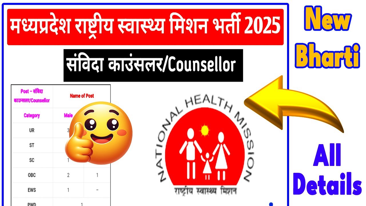 MP NHM Vacancy 2025 | NHM Counsellor Vacancy Online Form Kaise Bhare | MP NHM Samvidha Bharti 