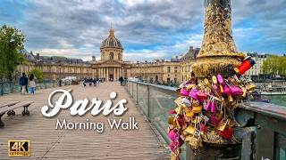 4K Paris Morning Walk | Notre-Dame to Louvre | Cloudy Peaceful ASMR Ambient
