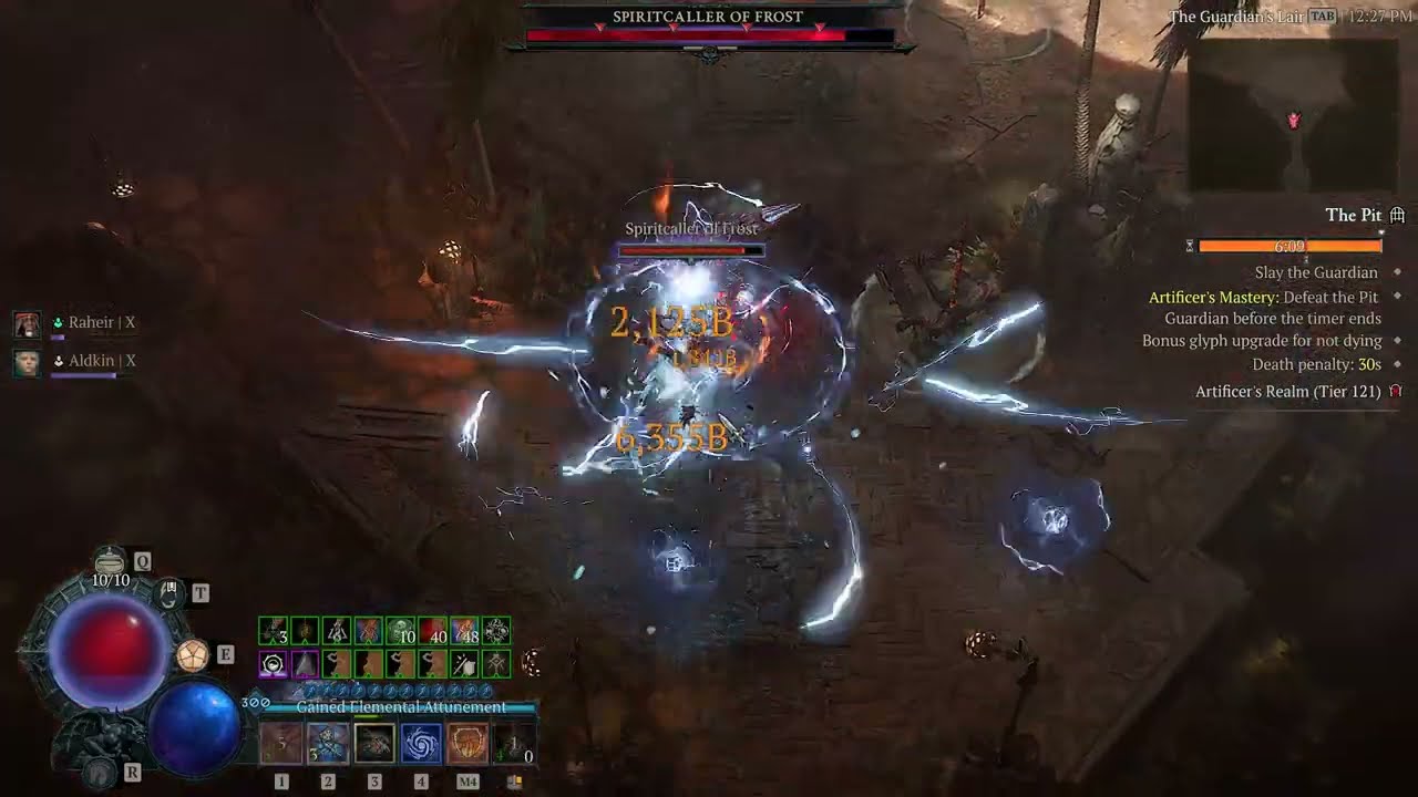 Diablo 4 Season 8 Silents Sorcerer lightning Spear build Pit 121 cleared with 13 sec remaining