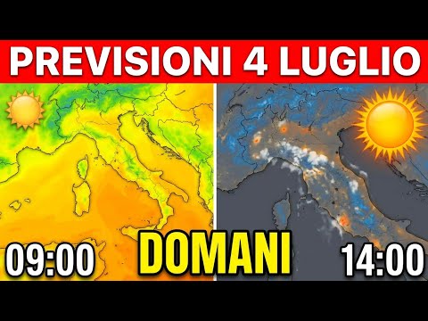 Video Meteo : Previsioni meteo per sabato 4 luglio. Prevalenza di bel tempo