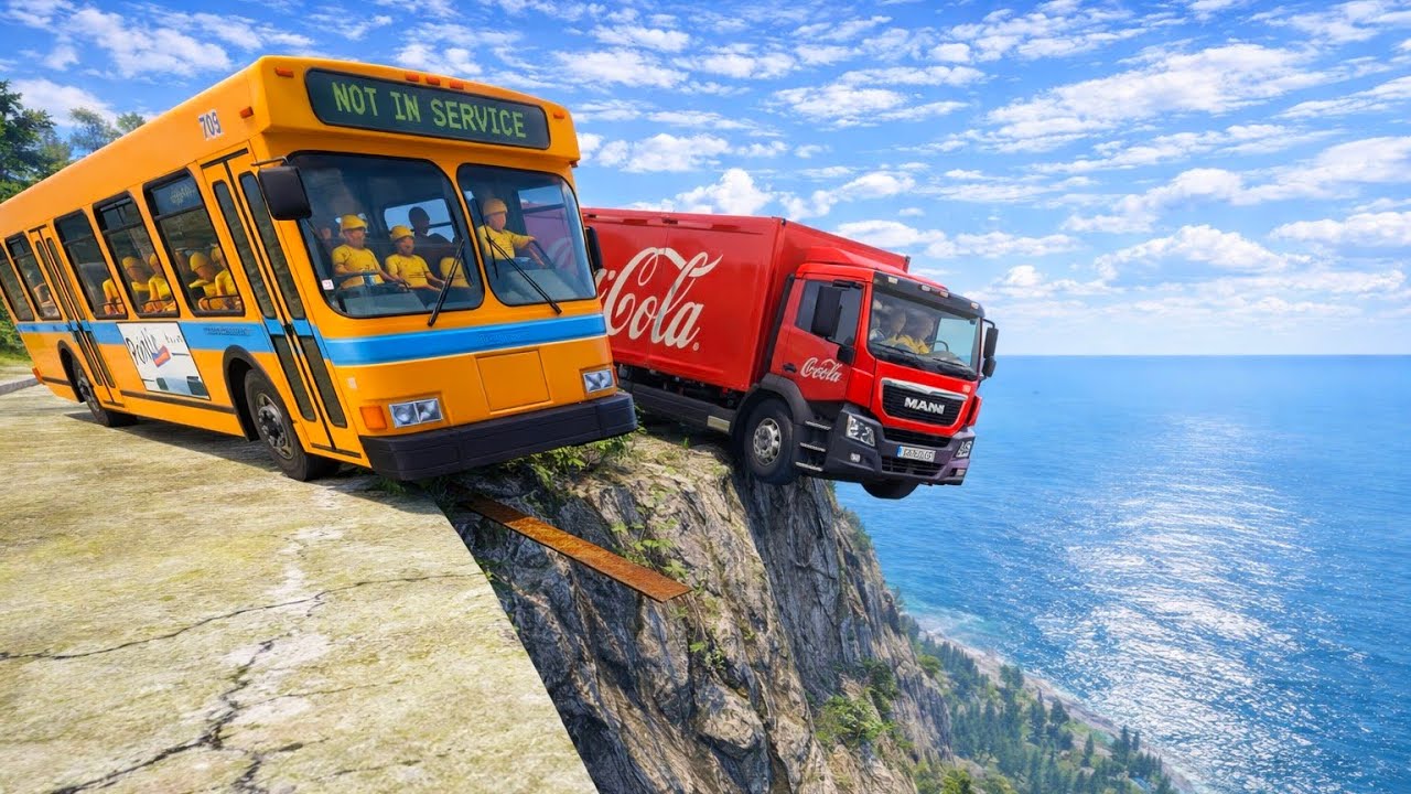 Car vs truck beamNG Drive Crash test 💥 Dangerous Cliff Mountains #69!