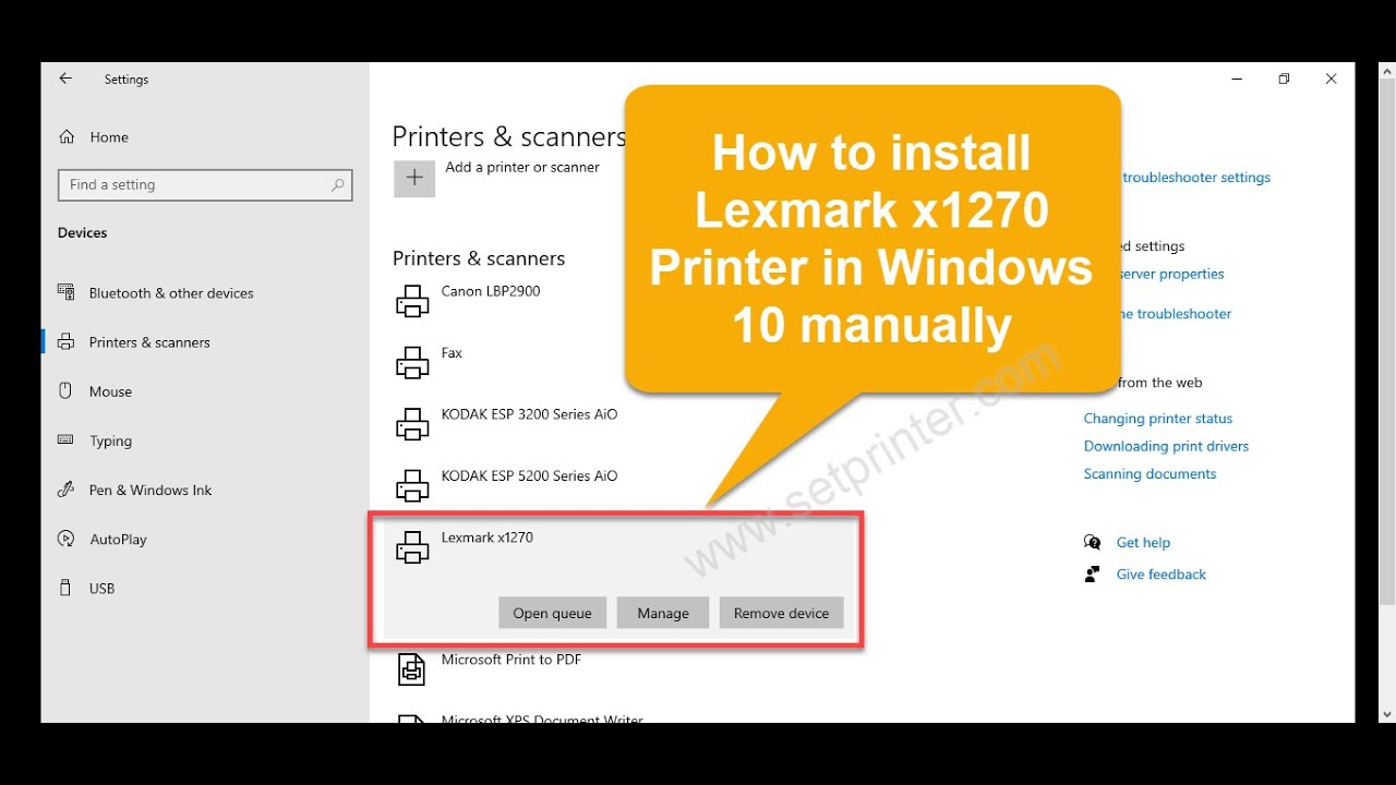 How to install Lexmark x1200 / x1270 printer driver manually using its  basic driver in Windows - YouTube