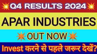 Apar Industries Q4 Results 2024 🔴 Apar Industries Results 🔴 Apar Industries Share Latest News Resimi