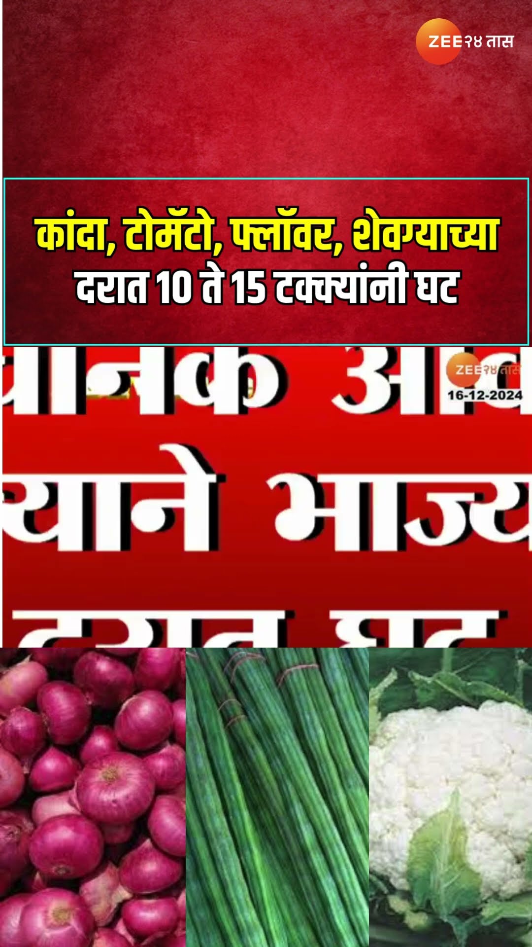 Maharashtra Vegetable Price | कांदा, टोमॅटो, फ्लॉवर, शेवग्याच्या दरात 10 ते 15 टक्क्यांनी घट