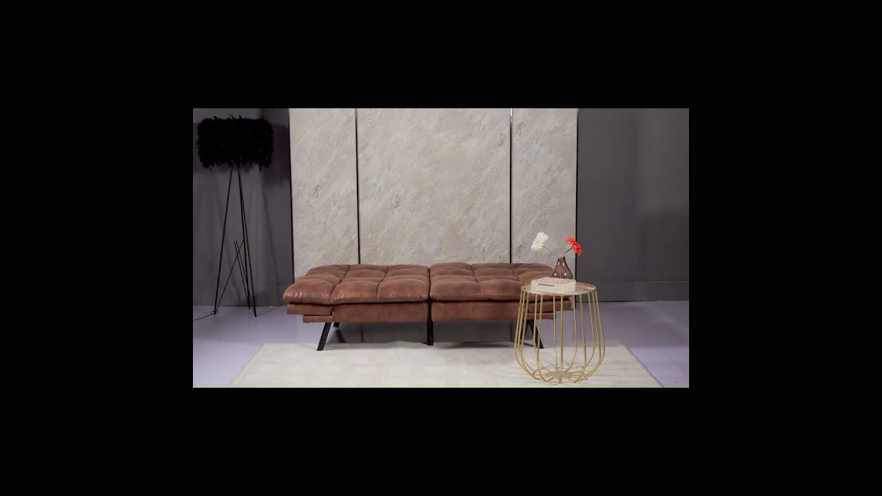 EGOHOME Convertible Memory Foam Futon Sofa Bed Loveseat Brown