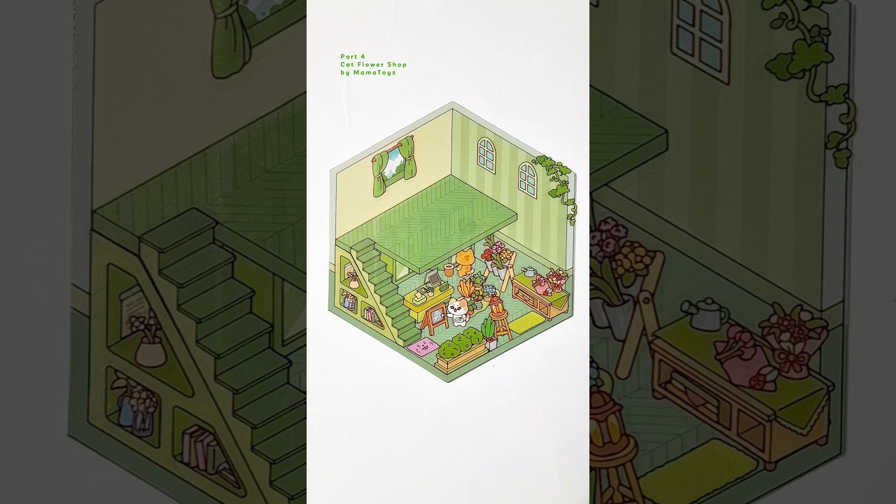 Cute 3D Sticker korea scene Cat flower shop kawaii 