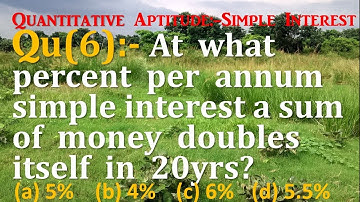 Q6 | At what percent per annum simple interest a sum of money doubles itself in 20 years?
