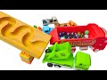 Marble Run Race ☆ BABA Slope & Retro Makita Bus, Truck, Excavator, Garbage Truck, Ambulances