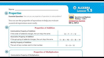 Go Math 5th Grade Lesson 1.3 Properties