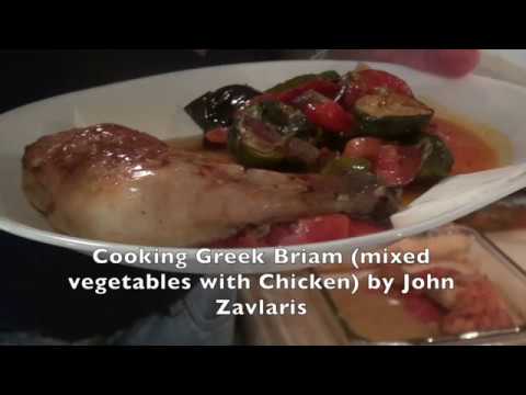 Cooking Greek Briam mixed vegetables with Chicken by John Zavlaris