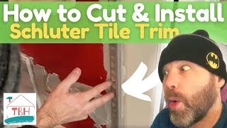 HOW TO CUT & INSTALL SCHLUTER ALUMINUM BULLNOSE TILE EDGING TRIM➔Easily Transition Tile & Drywall