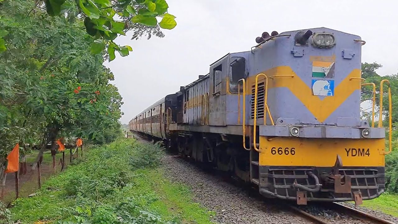 Meter gauge train no.09291 powered by purple yellow YDM 6666 from