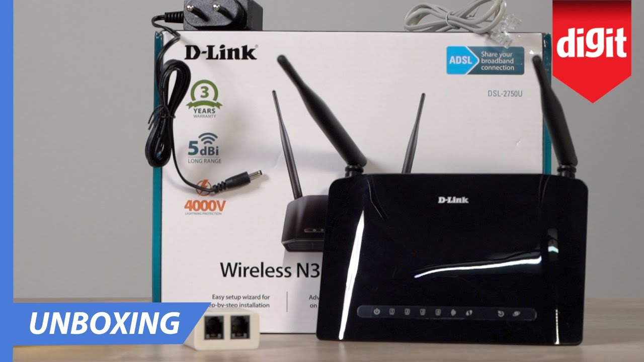 D-Link Wireless N300 ADSL2+ Router DSL 2750U Unboxing - YouTube
