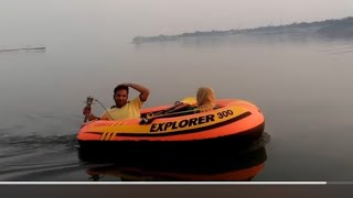 Intex explorer 300 with homemade trolling system with chanchal | intex explorer with trolling motor|