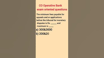 Co operative Bank exam oriented questions. #cseb #psc #study #shorts