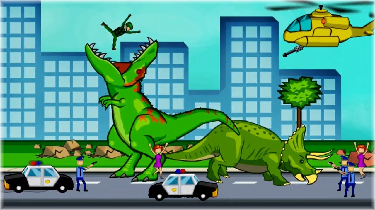 jogo dos dinossauros destruindo a cidade, jurassic the city rampage,  desenho animado dos dinossauros 