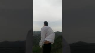 The white shirt is boiling in the strong wind blow