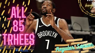 Kevin Durant ALL 85 Three-Pointers From 2020-21 NBA Regular Season | King of NBA