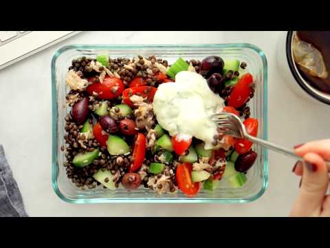Lentil Greek Salad with Dill Sauce