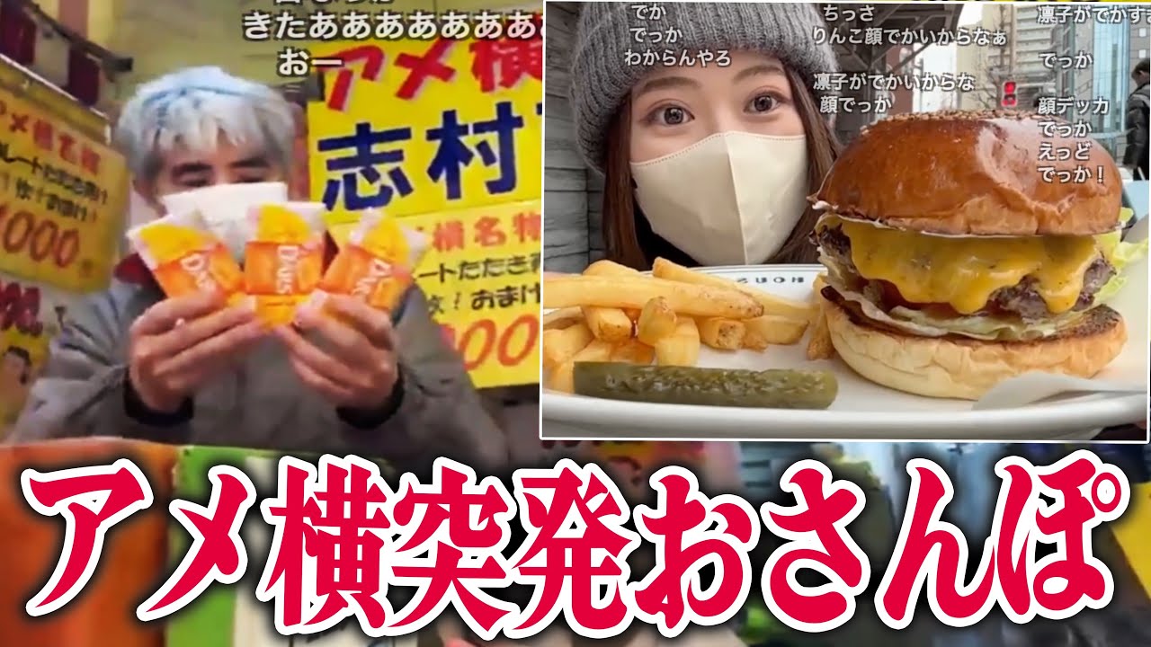 アメ横名物のお店&巨大ハンバーガー店をお散歩する凛子【2026/02/26】