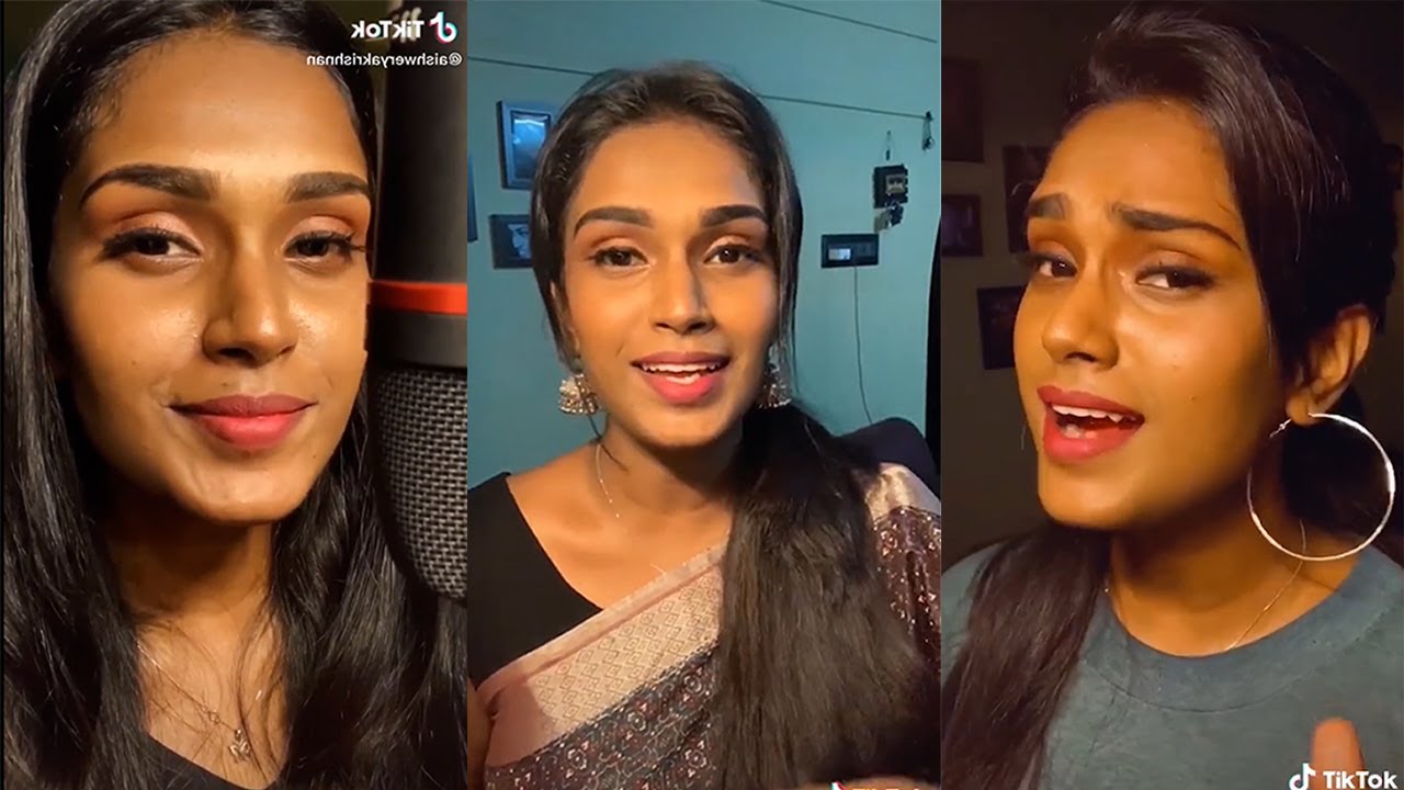 Aishwarya Krishnan new tiktok own voice songs collection  Entertainmment Tamil