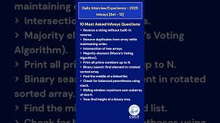 Top Infosys Interview Questions 2025 (Freshers + Experienced) - Set 13 #ytshorts #shorts
