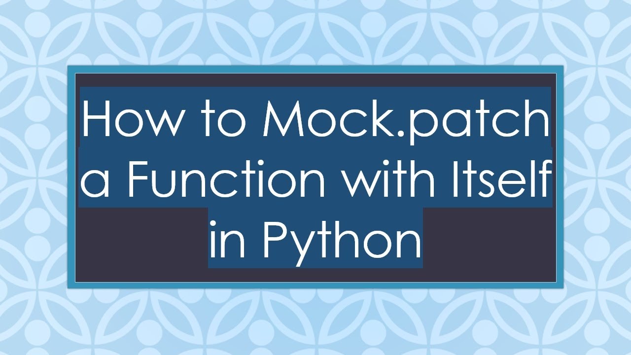 How to Mock.patch a Function with Itself in Python
