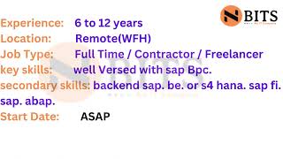 Sap Bpc Consolidation Nbits It Jobs Jobs Sap Bpc